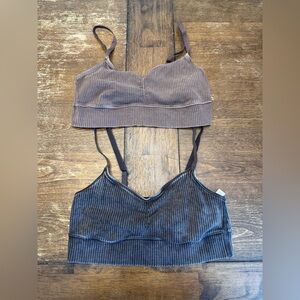Offline Women's Ribbed Bralette Set - Brown and Gray